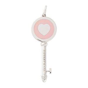 Tiffany Pink Enamel Key Pendant & chain with Box BRAND NEW